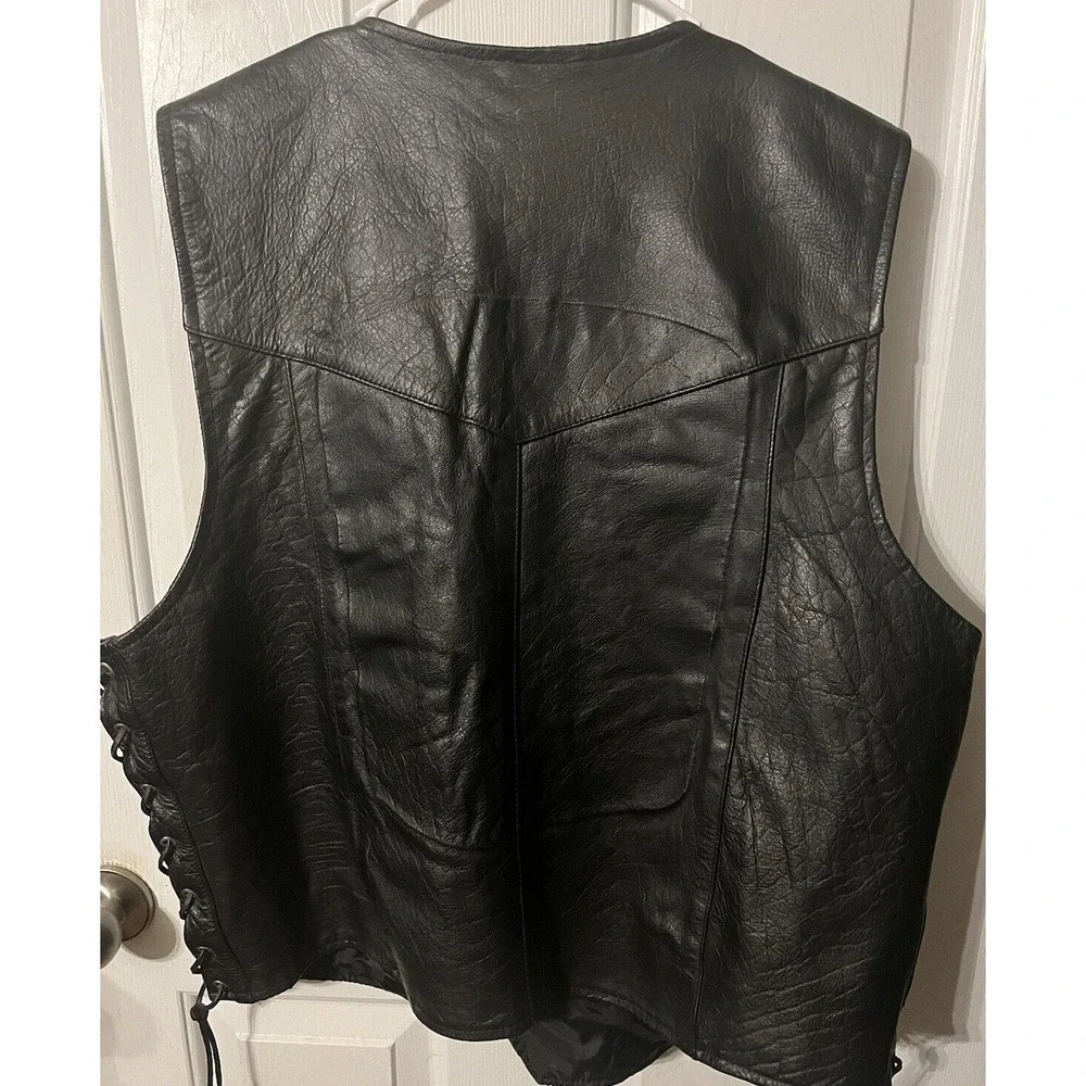 Brackney Leather Men's Black Leather Biker Vest, Size‎ 52
